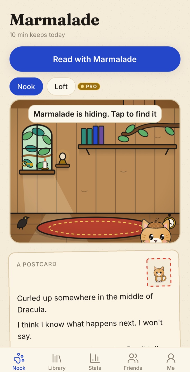 Hide and seek: Marmalade peeking up from the bottom of her treehouse