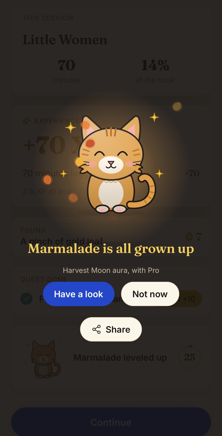 Marmalade the cat growing up after a reading session