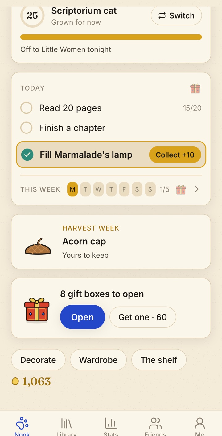 Today's quests, one ready to collect